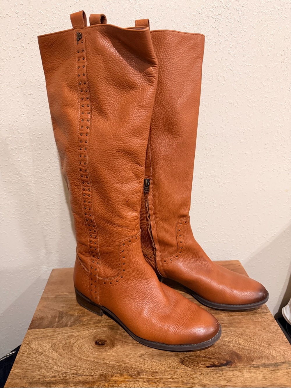 Sam Edelman Women’s Tall Leather Riding Boots - Tan